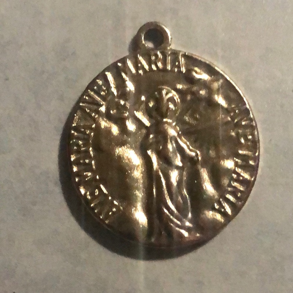 Vintage Catholic Ave Maria Gold plated pendant